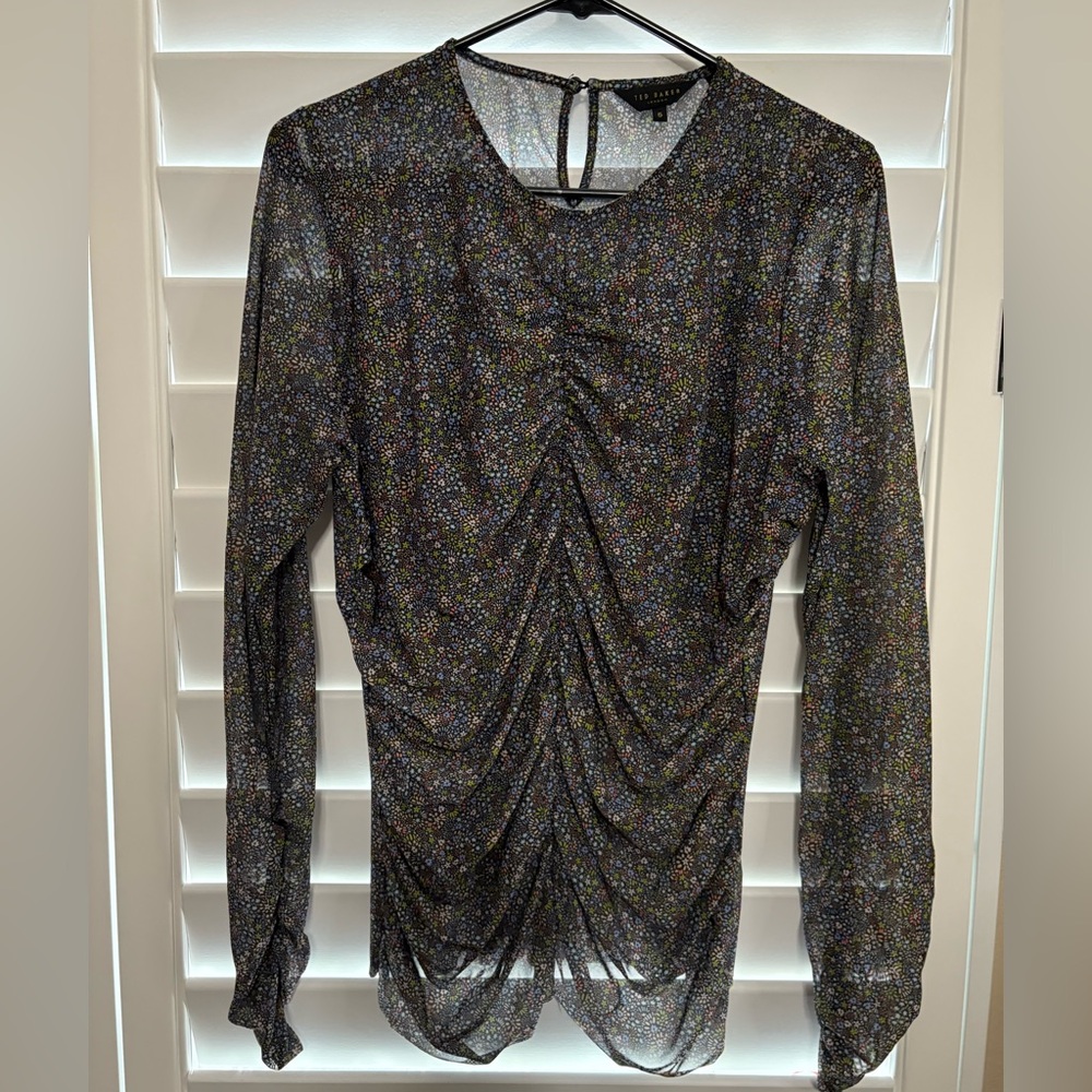 Ted Baker Black Ruched Long Sleeve Blouse